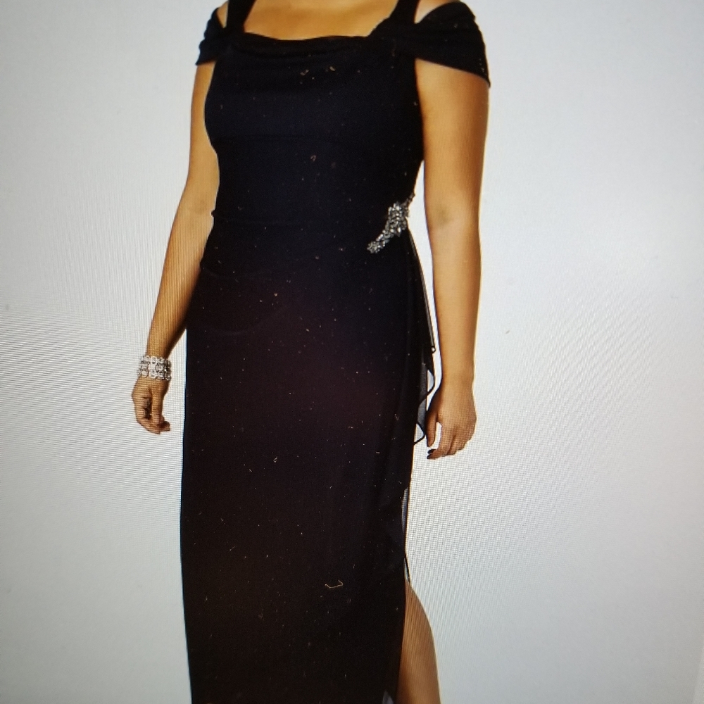 Alex Evening embellished cold shoulder gown Navy NWT sz22W